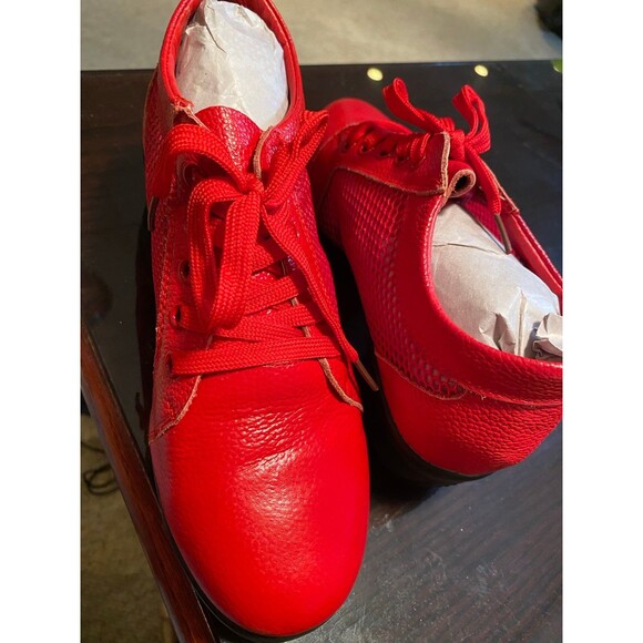 VEACAM Unisex Italian Soft Leather Red Shoes Anti Slip Size 10.5 - Picture 10 of 12